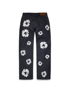 Bol Kesim Cotton Wreath Denim Pantolon Selvedge