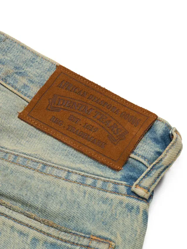 Bol Kesim Pamuklu Cotton Wreath Desenli Denim Pantolon, Kirli Yıkama