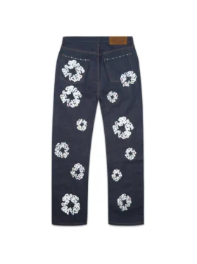 Bol Kesim Çivili Cotton Wreath Denim Pantolon Selvedge