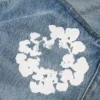 Bol Kesim Pamuklu Cotton Wreath Desenli Denim Pantolon Açık Yıkama