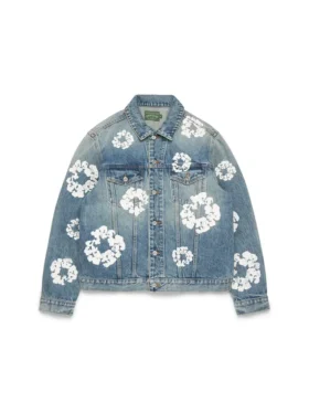 Cotton Wreath Desenli Denim Ceket Açık Yıkama