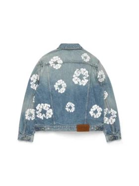Cotton Wreath Desenli Denim Ceket Açık Yıkama