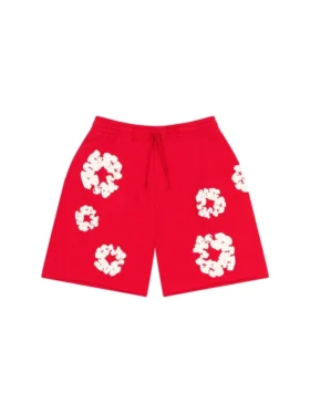 Cotton Wreath Desenli Kırmızı Sweatshort