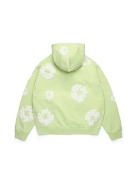 Cotton Wreath Hoodie Fermuarlı Sweatshirt Nane Yeşili