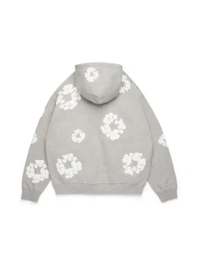 Cotton Wreath Hoodie Sweatshirt Gri