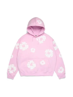 Cotton Wreath Hoodie Sweatshirt Toz Pembe
