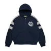 Denim U Panelli Fermuarlı Kapüşonlu Sweatshirt Lacivert