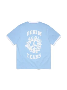 Denim U Ringer Tişört Açık Mavi