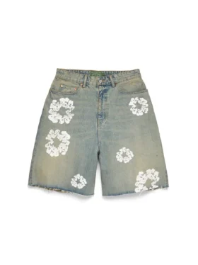 Dirty Wash Cotton Wreath Denim Şort