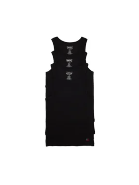 DT Bayrak 3'lü Paket Nervürlü Tank Top Siyah