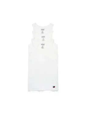 DT Flag 3'lü Paket Nervürlü Tank Top Beyaz