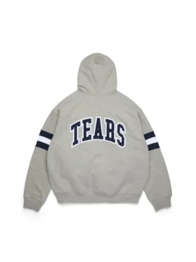 DT Çizgili Fermuarlı Kapüşonlu Sweatshirt Gri