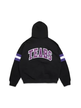 DT Çizgili Fermuarlı Kapüşonlu Sweatshirt Siyah