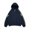 DT Şönil Yama Fermuarlı Kapüşonlu Sweatshirt Mavi