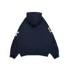 DT Şönil Yama Fermuarlı Kapüşonlu Sweatshirt Mavi