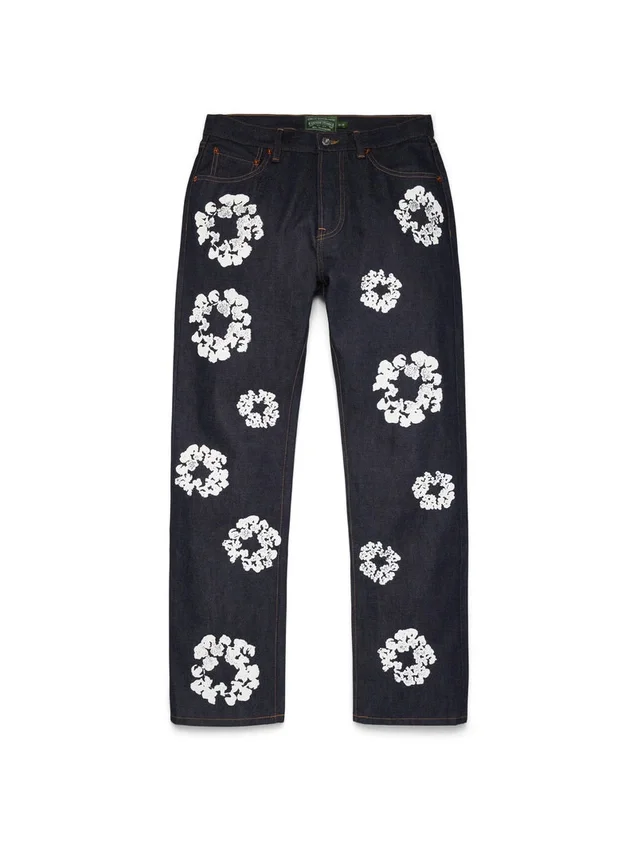 Düz Cotton Wreath Selvedge Denim Pantolon