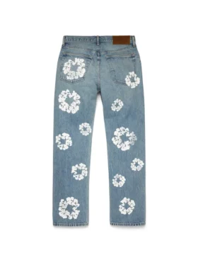 Düz Kesim Pamuklu Cotton Wreath Denim Pantolon Açık Yıkama