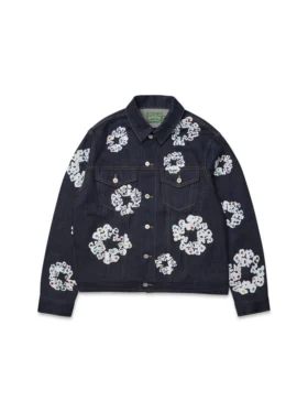 Çivili Cotton Wreath Desenli Selvedge Denim Ceket