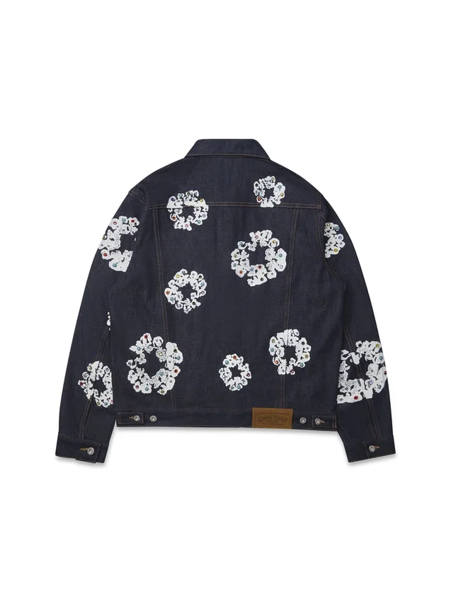 Çivili Cotton Wreath Desenli Selvedge Denim Ceket