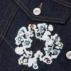 Çivili Cotton Wreath Desenli Selvedge Denim Ceket