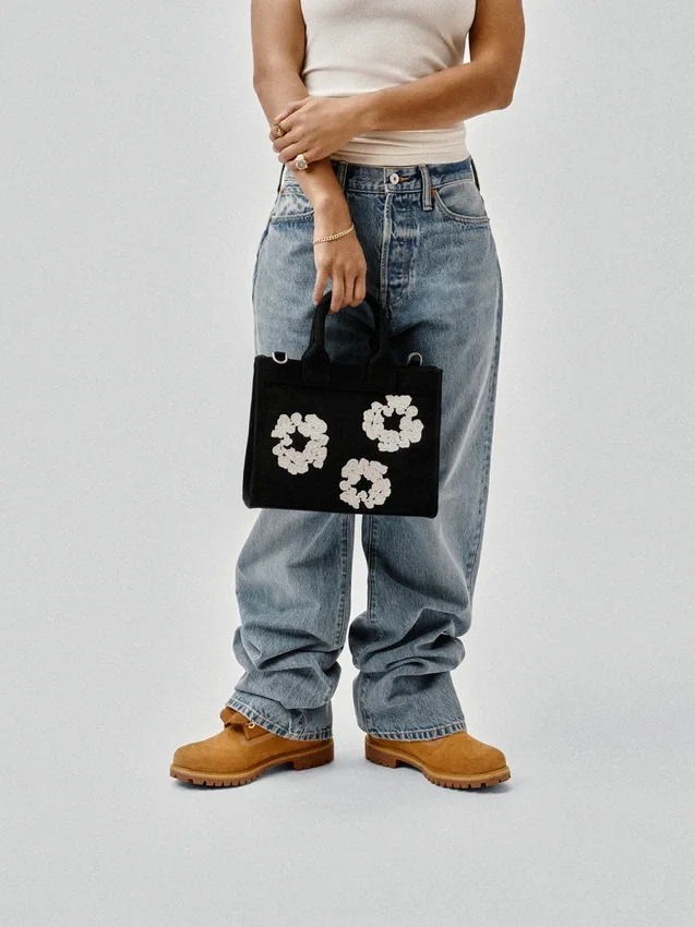 Küçük Cotton Wreath Çelenk Kanvas Çanta