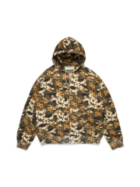Libertas Çiçek Desenli Fermuarlı Kapüşonlu Sweatshirt