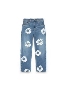 Çocuk Cotton Wreath Denim Pantolon Açık İndigo