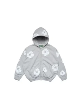 Çocuk Cotton Wreath Fermuarlı Kapüşonlu Sweatshirt Gri