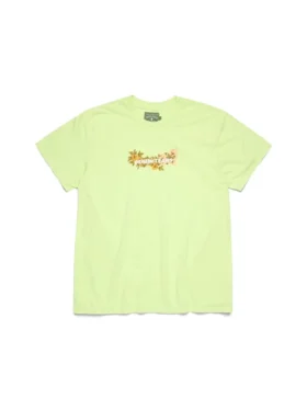 Pamuklu Çiçek Desenli Logo Limon Yeşili