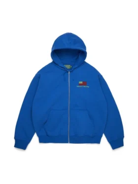 Pan Afrika Fermuarlı Kapüşonlu Sweatshirt Mavi