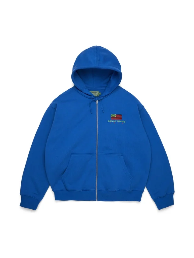 Pan Afrika Fermuarlı Kapüşonlu Sweatshirt Mavi