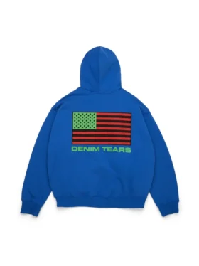 Pan Afrika Fermuarlı Kapüşonlu Sweatshirt Mavi