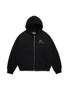 Pan Afrika Fermuarlı Kapüşonlu Sweatshirt Siyah