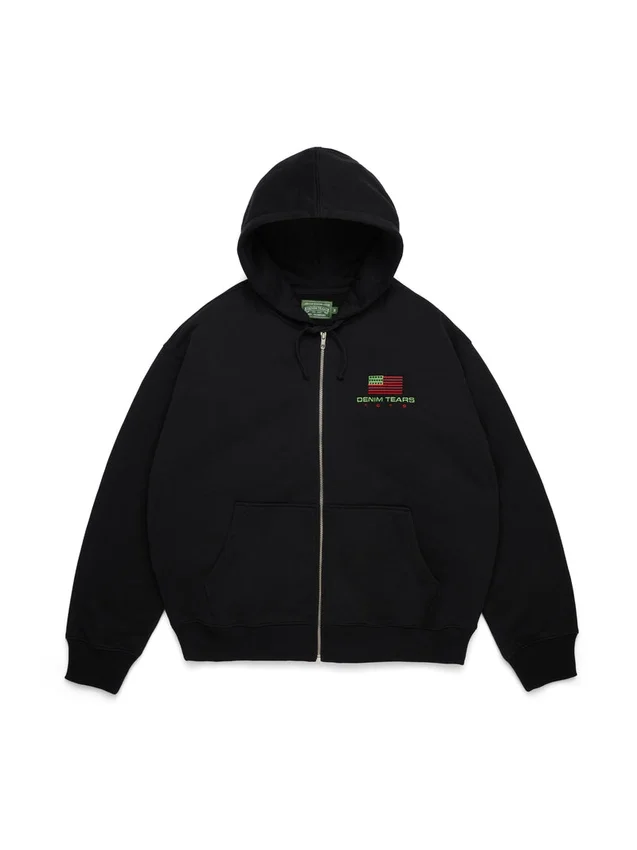 Pan Afrika Fermuarlı Kapüşonlu Sweatshirt Siyah