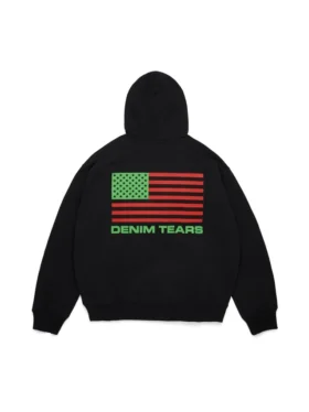 Pan Afrika Fermuarlı Kapüşonlu Sweatshirt Siyah