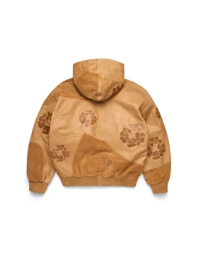 Patchwork Deri/Süet Cotton Wreath Hoodie Kahverengi