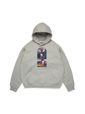 Sezonluk İncil Temalı Kapüşonlu Sweatshirt Gri