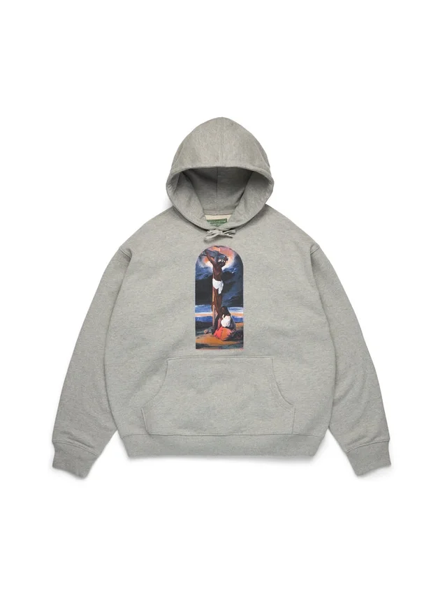 Sezonluk İncil Temalı Kapüşonlu Sweatshirt Gri