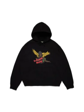 Siyah Cherub Kapüşonlu Sweatshirt Siyah